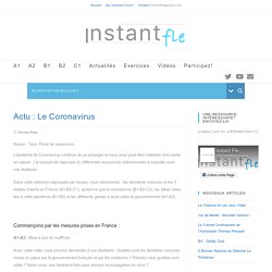 Actu : Le Coronavirus