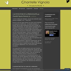 L’ACUPUNCTURE ET LA PÉRINATALITÉ, par Chantelle Vignola-Clermont, Ac.