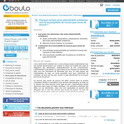 Pourquoi certains actes administratifs unilatéraux sont-ils insu
