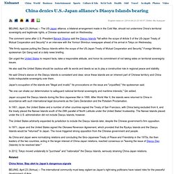 China denies U.S.-Japan alliance's Diaoyu Islands bearing