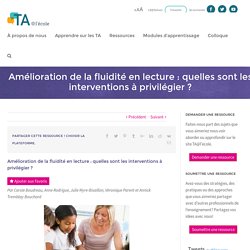 Amélioration de la fluidité en lecture : quelles sont les interventions à privilégier ? - TA@l’école