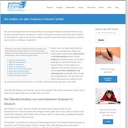 Der Analyse-Aufbau in Deutsch: Alle Analysen erkärt