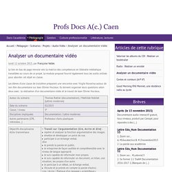 Analyser un documentaire vidéo