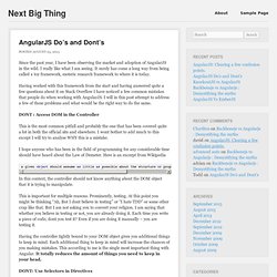 AngularJS Do’s and Dont’s