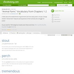"Animal Farm," Vocabulary from Chapters 1-2 - Vocabulary List