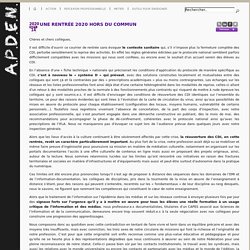 [APDEN] une rentrée 2020 hors du commun