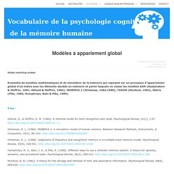 Vocabulaire de la psychologie cognitive de la mémoire humaine