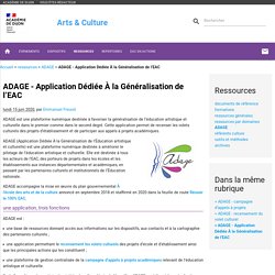 ADAGE : une plateforme au service du "100 % EAC"