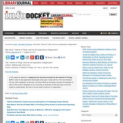 New Article: “Internet of Things: Services and Applications Categorization” « INFOdocket
