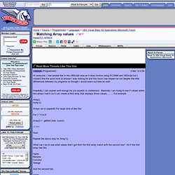 VBA Visual Basic for Applications (Microsoft) - Matching Array values