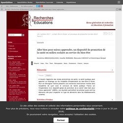 Aller bien pour mieux apprendre, un dispositif de promotion de la santé en milieu scolaire au service du bien-être