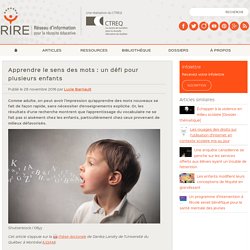 Apprendre le sens des mots : un défi