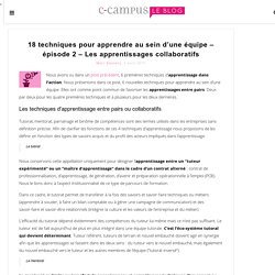 18 techniques pour apprendre au sein d’une équipe – épisode 2 – Les apprentissages collaboratifs