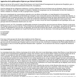 Approches de la philosophie d'Epicure par Michel LIEGEOIS