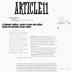 Clément Méric, mort pour ses idées dans un monde sans idées - Serge Quadruppani et Odile Henry