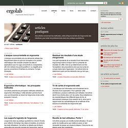 Articles Ergonomie 'pratiques'