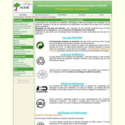 Les logos du recyclage - ACEVE - Association pour la Cohérence Environnementale en ViennE