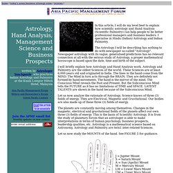 Astrology, Hand Analysis, Management Science and Business Prospects