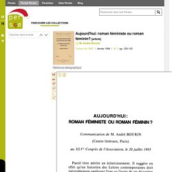 Aujourd'hui: roman féministe ou roman féminin? - Persée