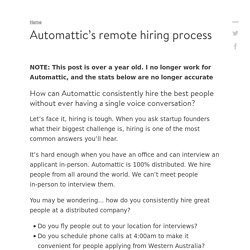 Inside Automattic’s remote hiring process