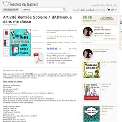 ARTIVITé RENTRéE SCOLAIRE / BAINVENUE DANS MA CLASSE
