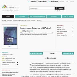 Bandura : une psychologie pour le XXIe siècle ?
