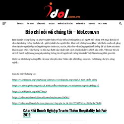 Báo chí nói về chúng tôi - Idol.com.vn - Idol.com.vn