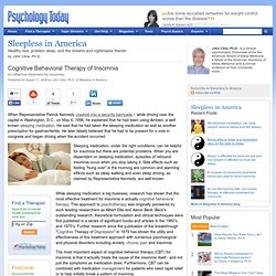 Cognitive Behavioral Therapy of Insomnia