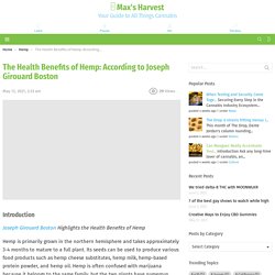 The Health Benefits of Hemp: According to Joseph Girouard Boston