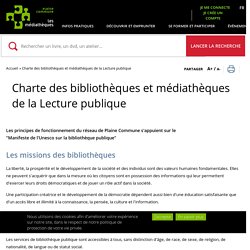 Charte des bibliothèques et médiathèques de la Lecture publique