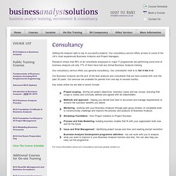 Business Analysis Consultancy Services