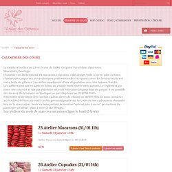 Calendrier des cours - L'Atelier des Gateaux