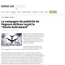 La campagne de publicité de Pegasus Airlines reçoit le "Stevie Gold Award"