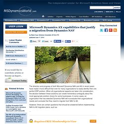 Microsoft Dynamics AX capabilities that justify a migration from Dynamics NAV
