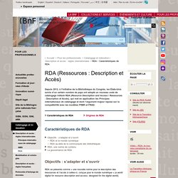 Objectifs et élaboration de RDA