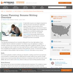 Career Planning: How to Write a Resume- Overview