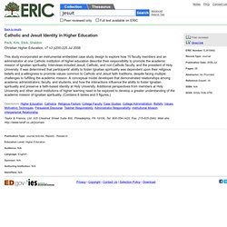 Catholic and Jesuit Identity in Higher Education, Christian Higher Education, 2008-Jul