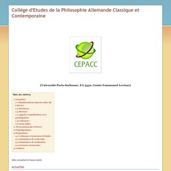 cepcap - Centre d’Etudes de la Philosophie Classique Allemande et de sa Postérité