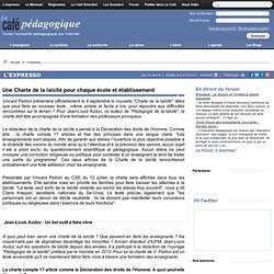 Une Charte de la laïcité pour chaque école et établissement