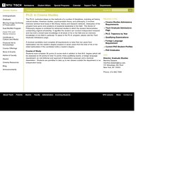 Ph.D. in Cinema Studies: Tisch School of the Arts at NYU