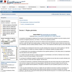 Code Urbanisme - Règles générales