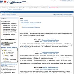 Code Urbanisme - Règlementation Concessions