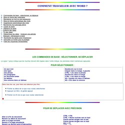 COMMANDES DE BASE : SÉLECTIONNER, SE DÉPLACER