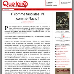 F comme fascistes, N comme Nazis ! - Revue Que Faire ?