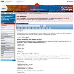 aller à/en - Entrées commençant par A - Clefs du français pratique - TERMIUM Plus® - Bureau de la traduction