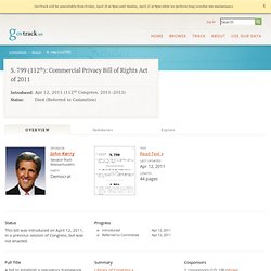 Commercial Privacy Bill of Rights Act of 2011 (2011; 112th Congress S. 799