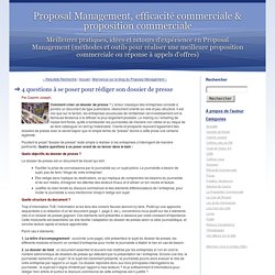 Proposal Management, efficacité commerciale & proposition commerciale: 4 questions à se poser pour rédiger son dossier de presse