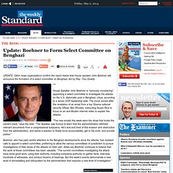 Update: Boehner to Form Select Committee on Benghazi