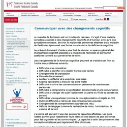 Communiquer avec des changements cognitifs - Sociéte Parkinson Canada