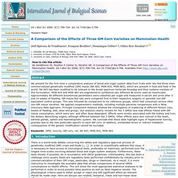 A Comparison of the Effects of Three GM Corn Varieties on Mammalian Health